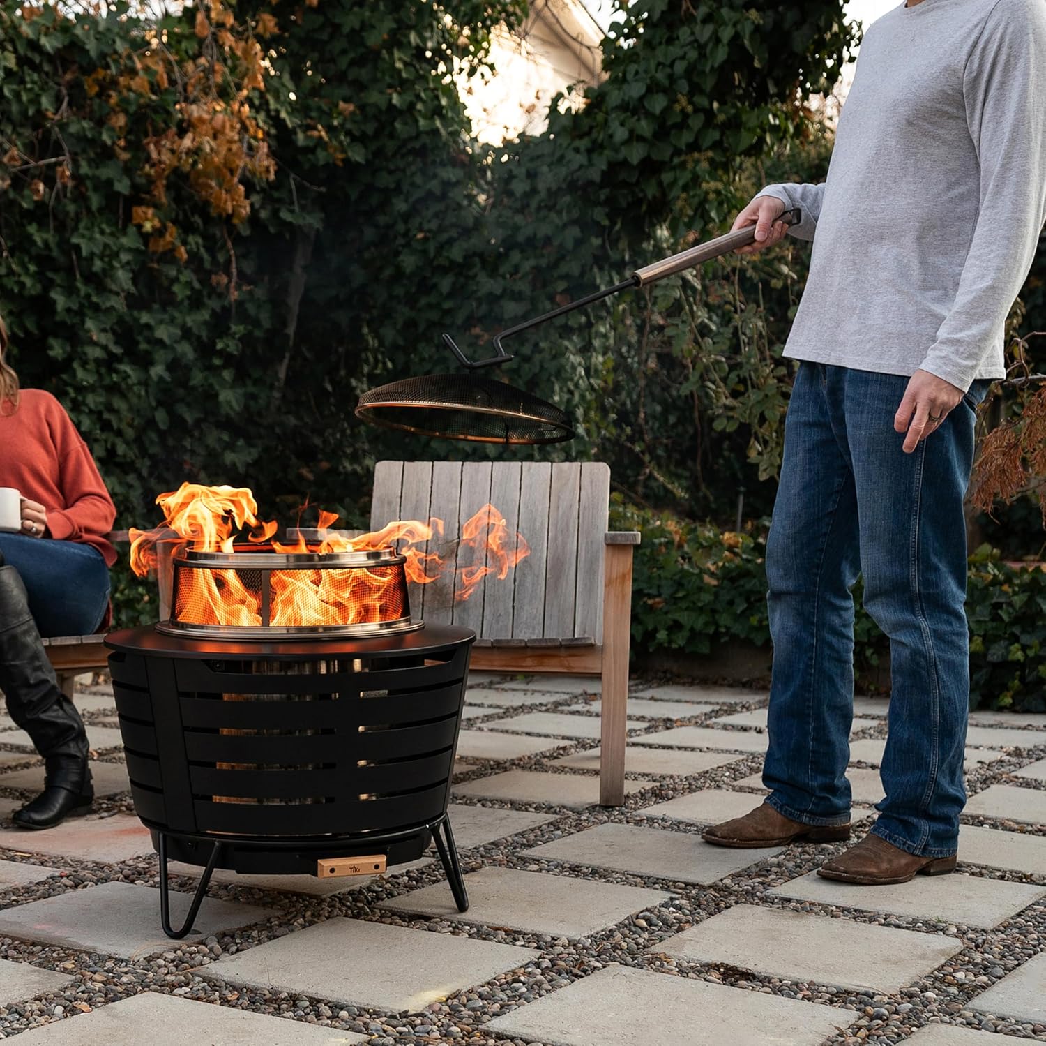 TIKI Heavy-Duty Stainless Steel Fire Pit Poker – 32.9" Two-Piece Fire Poker for Fire Pits, Campfires & Fireplaces – Durable Outdoor Fire Pit Accessory