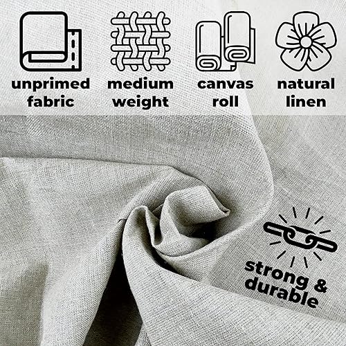 Miniatura 3 de Rollo de lienzo de lino para pinturas 69 pulgadas de ancho y 10 pies de largo rollo de lienzo sin imprimar en blanco para pintura suministros de