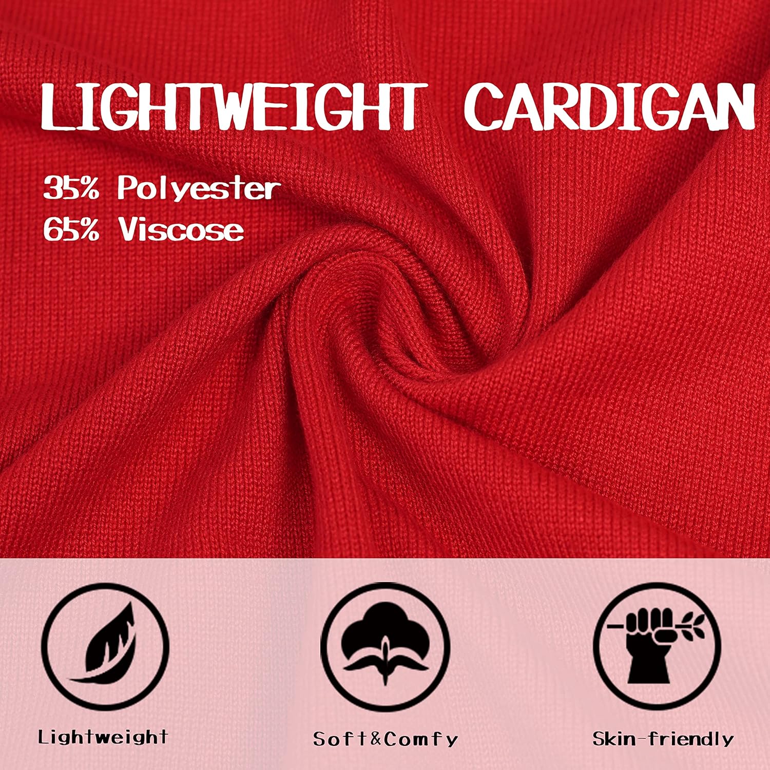 Women's V-Neck Long Sleeve Button Down Lightweight Sweater Soft Knit Cardigan - Image 5