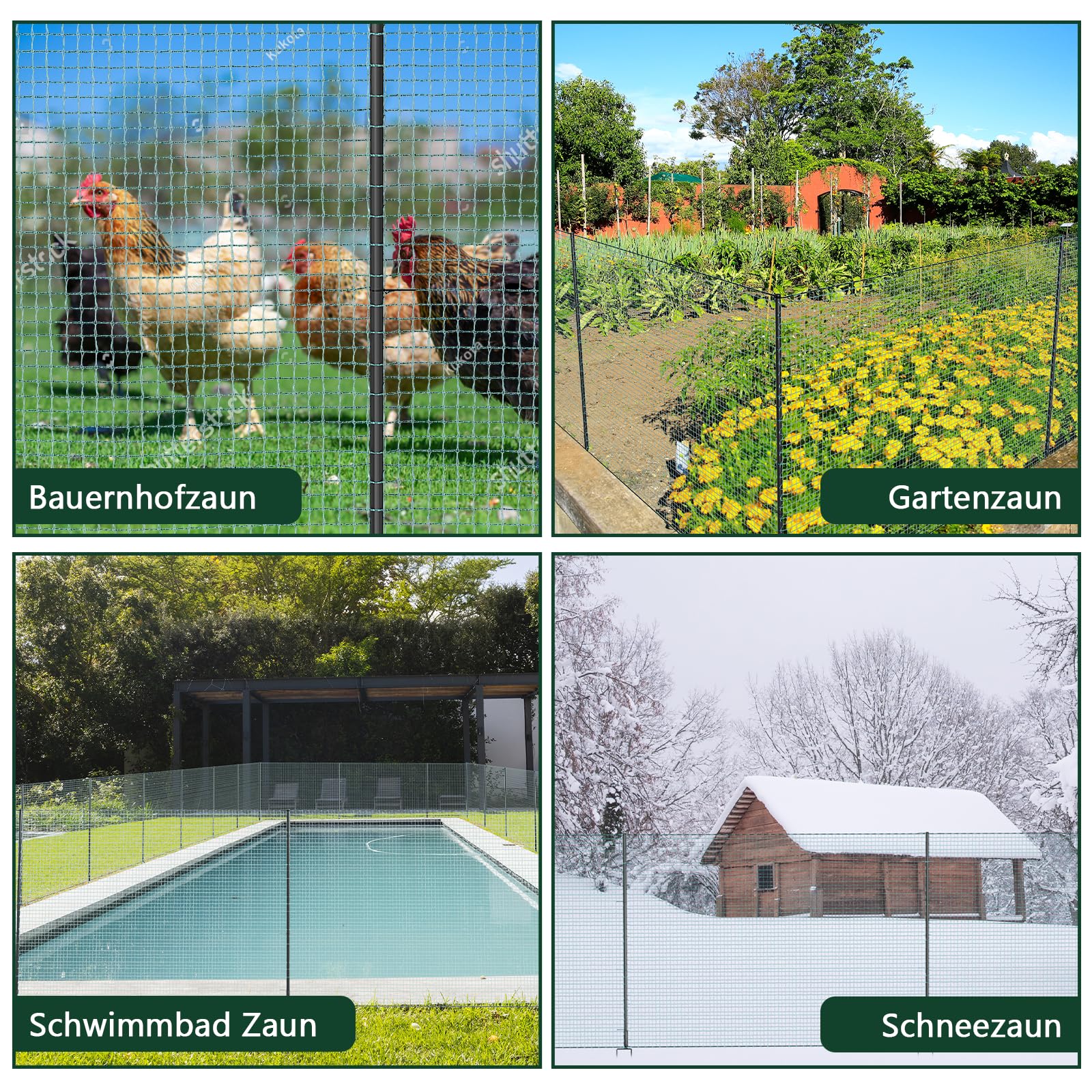 SUNYRISY Hühnerzaun Geflügelnetz Gartenzaun, 30m L x 100cm H Maschendrahtzaun Mobiler Hundezaun Camping Weidezaun Steckzaun Begrenzungszaun Zchafzaun Fence für Garten, Nylon Material