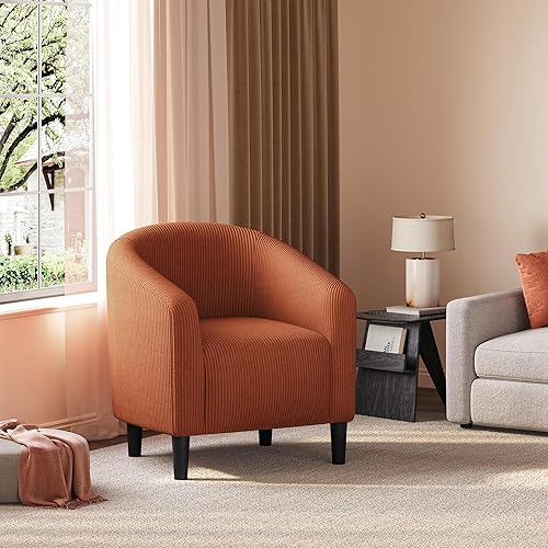 Miniatura 101 de Yaheetech Silla decorativa de respaldo curvo y cuero de imitación, silla de club, elegante sillón de velluda tela sherpa, suave y cómodo relleno,