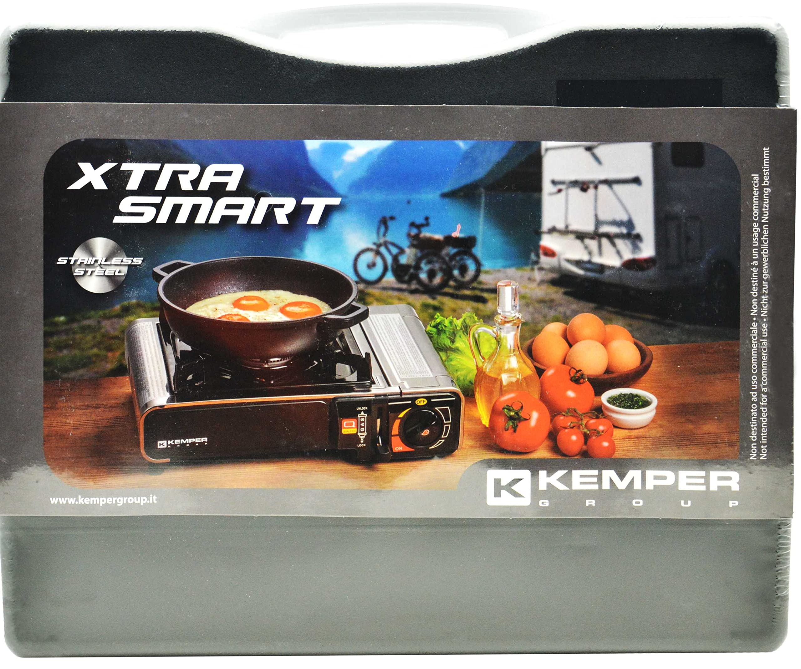 KEMPER - Réchaud à gaz NOMADE INOX 1900W Allumage piezo Double système de sécurité Mallette