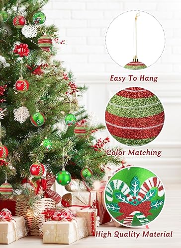 Miniatura 3 de Adornos de bola de Navidad de 3.15 pulgadas, juego de 12 piezas de decoración para árbol de Navidad, decoraciones colgantes de plástico brillante,