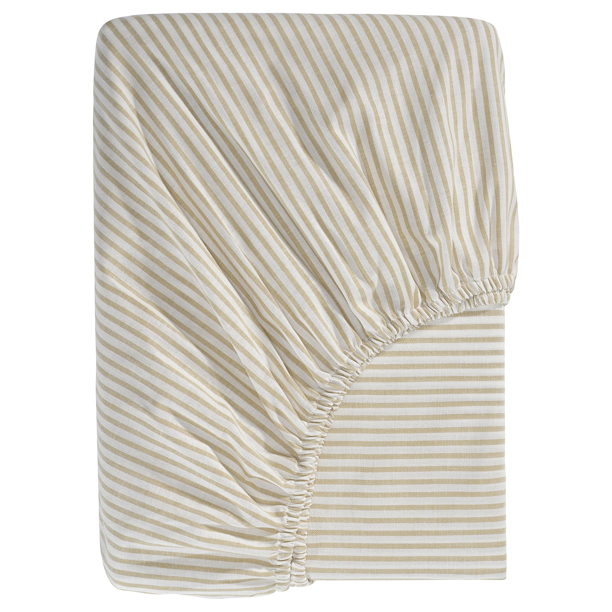 Drap housse blanc beige rayé 90x200 cm SOLFIBBLA pour lit simple