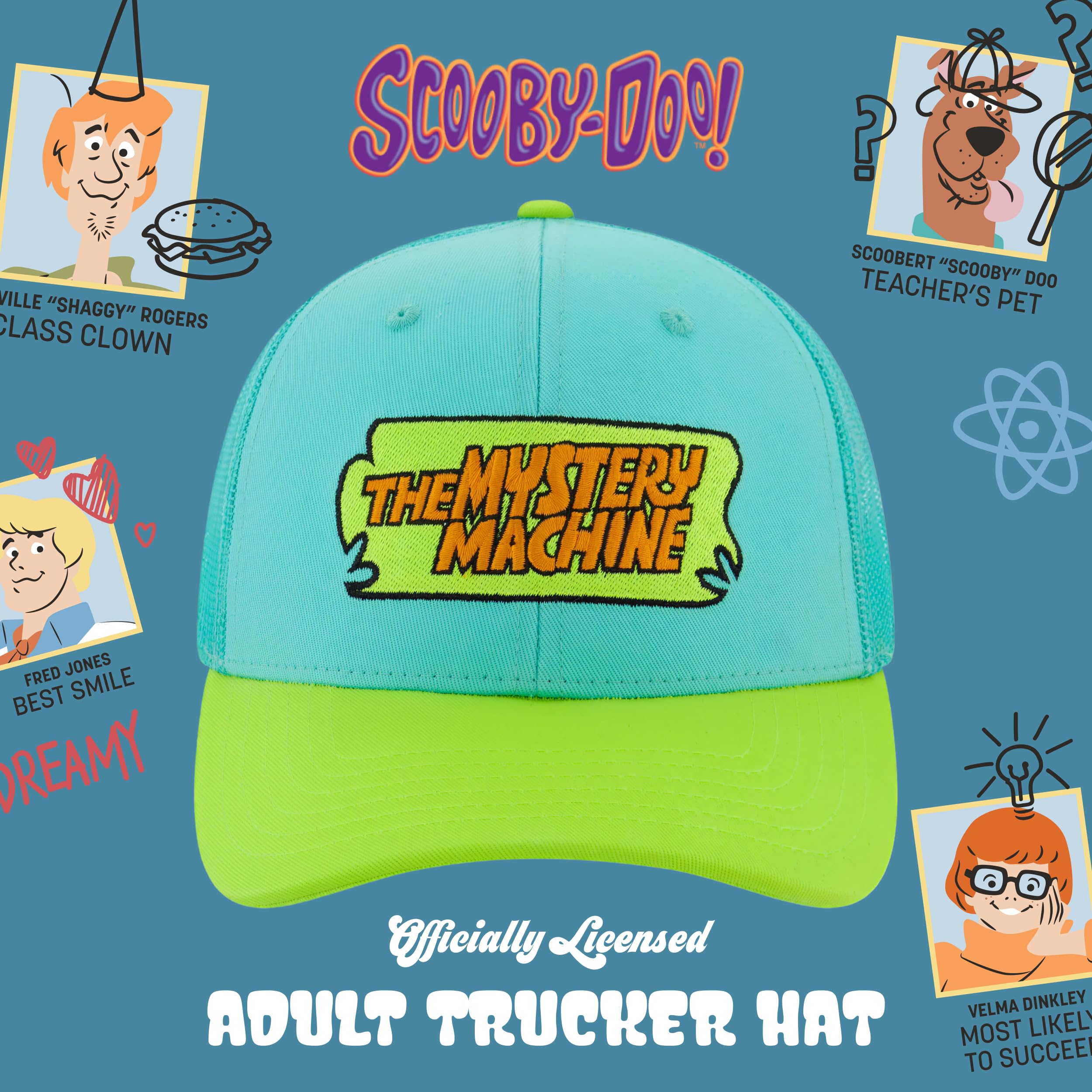 Scooby Doo czapka typu trucker czapka z daszkiem Mystery Machine regulowana czapka z daszkiem z zakrzywionym brzegiem, wielokolorowa, jeden rozmiar, multi, rozmiar uniwersalny