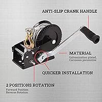 Vista 5 de Cabrestante de mano para remolque, cabrestante de 3500 libras, gancho resistente con cable de acero de 33 pies, cabrestante de trinquete operado