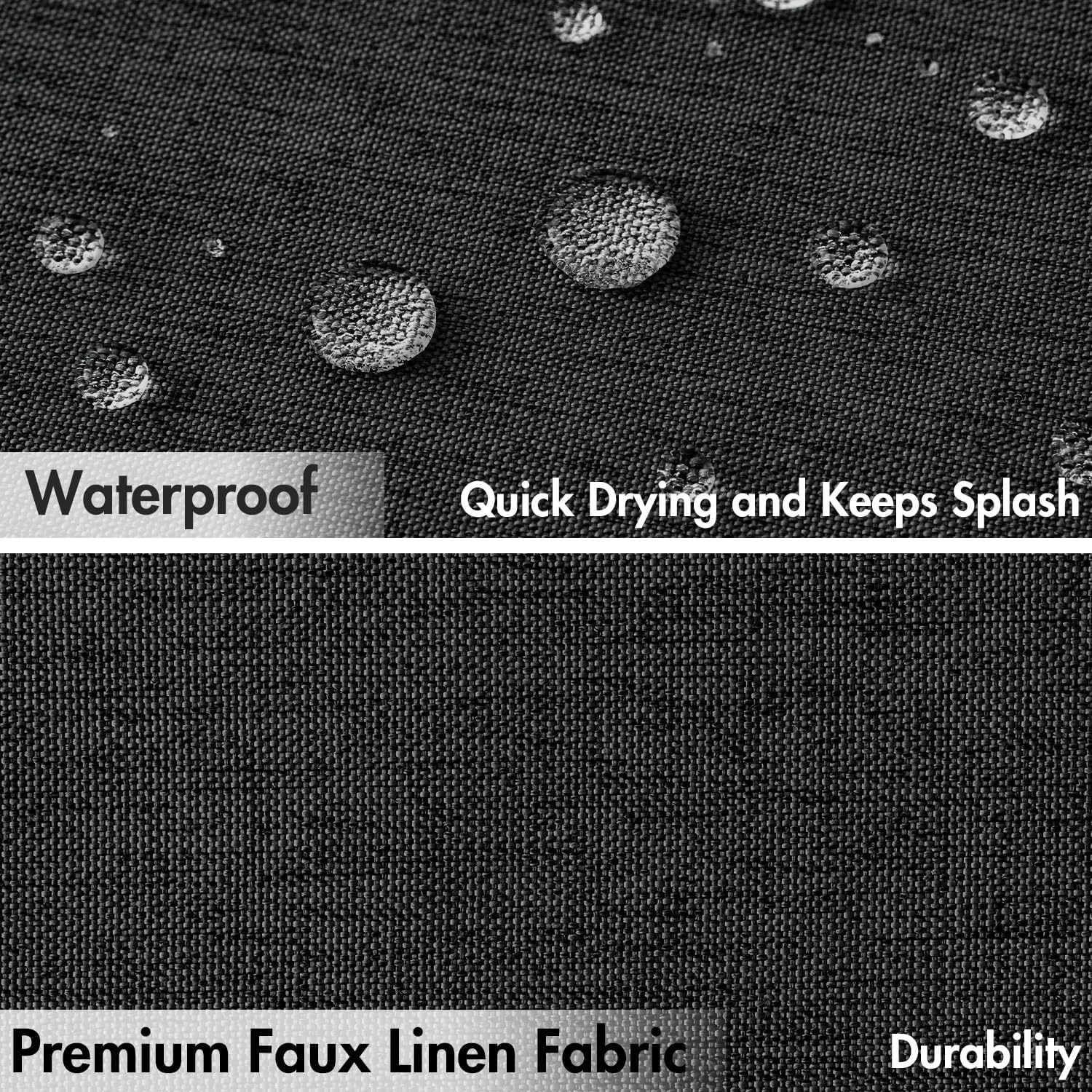 MIULEE 96" Long Scalloped Shower Curtain Linen Textured with 12 Metal Hooks Cute Extra Long Heavy Duty Washable Waterproof Cloth Shower Curtains with Black Border for Bathroom Hotel Bathtub,Black