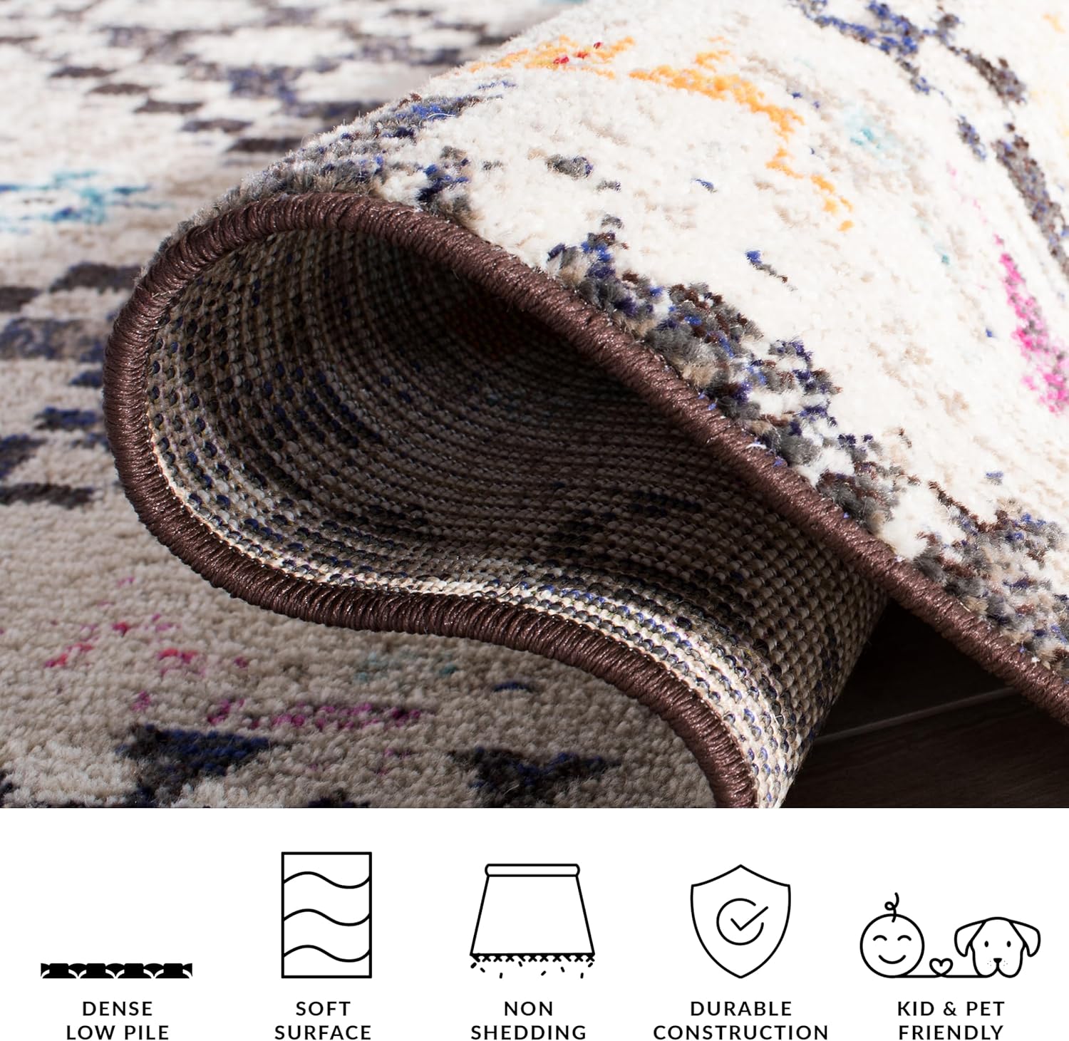 SAFAVIEH Madison Collection Accent Rug - 2'2" x 4', Black & Yellow, Boho Diamond Distressed Design, Non-Shedding & Easy Care, Ideal for High Traffic Areas in Entryway, Living Room, Bedroom (MAD418Z)