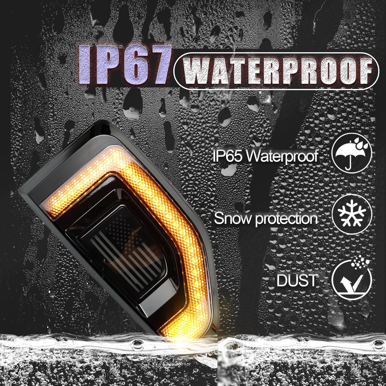 Led Fender Side Marker Lights Assembly, 2 Pcs Amber Front Fender Lamp Kit for Ford Maverick 2022-2025 Trucks/Pickup,Function as Amber Sequential Turn Signal Light & Daytime Running Light