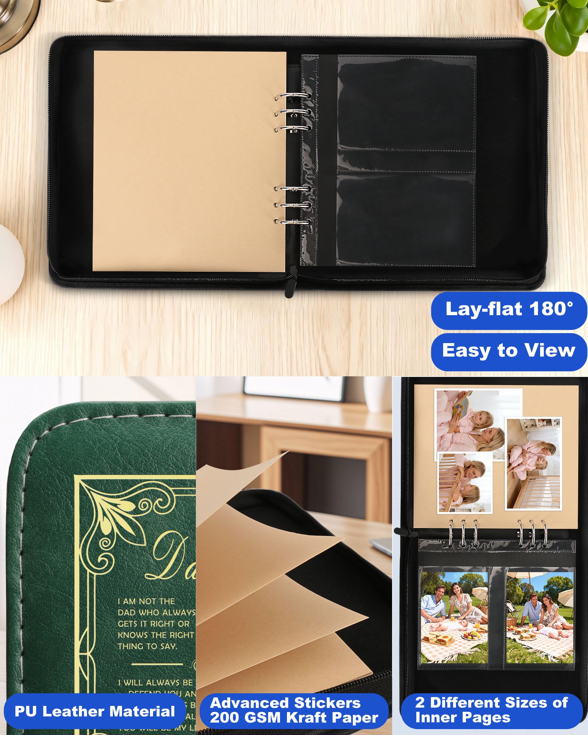 Skórzany album fotograficzny, 100 zdjęć, album fotograficzny z 25 stronami i 20 pustymi albumami do scrapbookingu, album dla córki od ojca i matki, córki, prezent urodzinowy, prezent na ukończenie