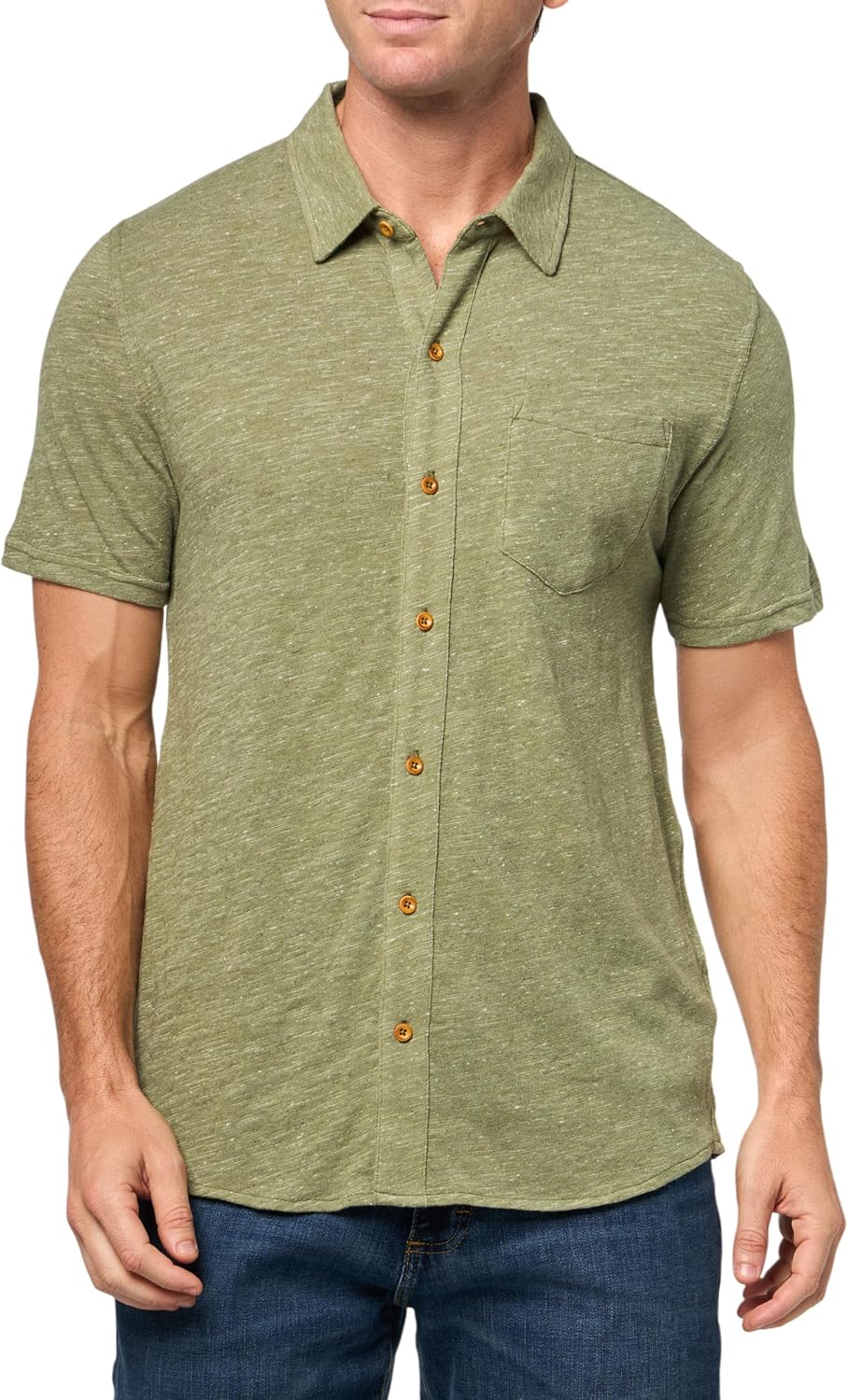 Lucky Brand Men's Linen Short Sleeve Button Up Shirt
