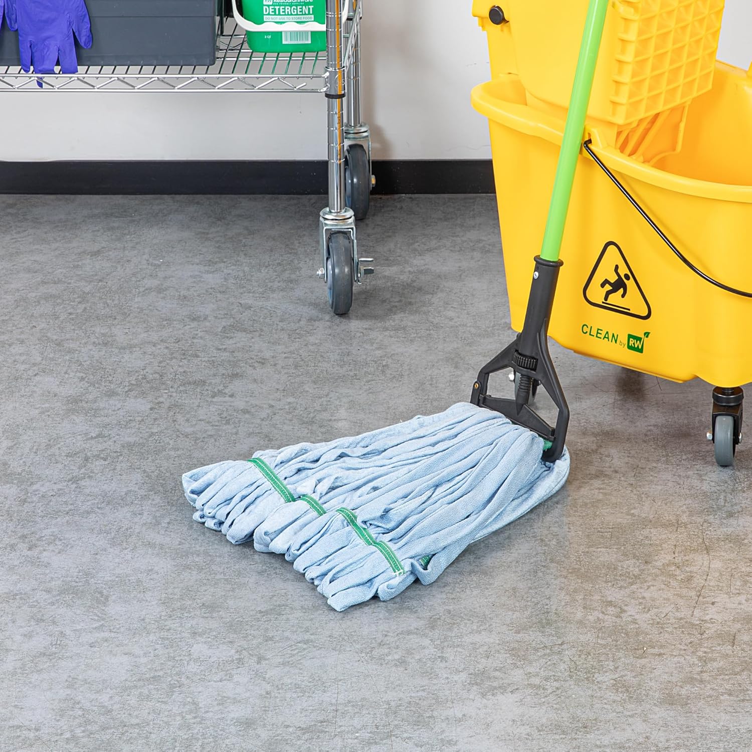 Restaurantware-MOP Head ONLY: Clean Tek Professional 24 Ounce Wet Mop Head, 1 Looped End Refill - Handle Sold Separately, 1.25 Inch Headband, Microfiber Blue, Machine Washable