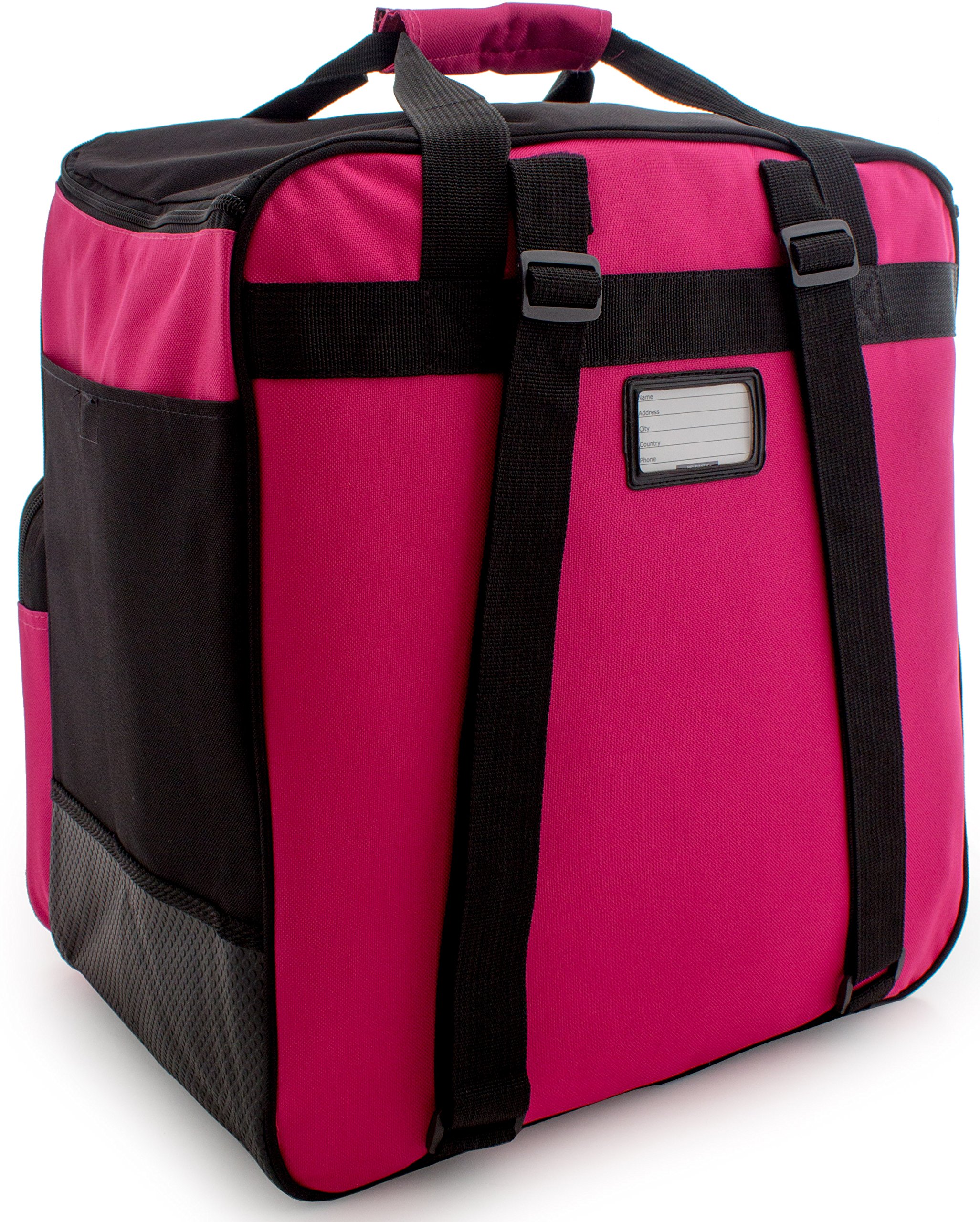 BRUBAKER Série limitée - Sac à Chaussures de Ski 'Super Function 2.0' et Housse à Skis 'Carver Pro 2.0' pour 1 Paire de Skis + Bâtons + Chaussures + Casque - 170 cm - Fuchsia Flou/Noir