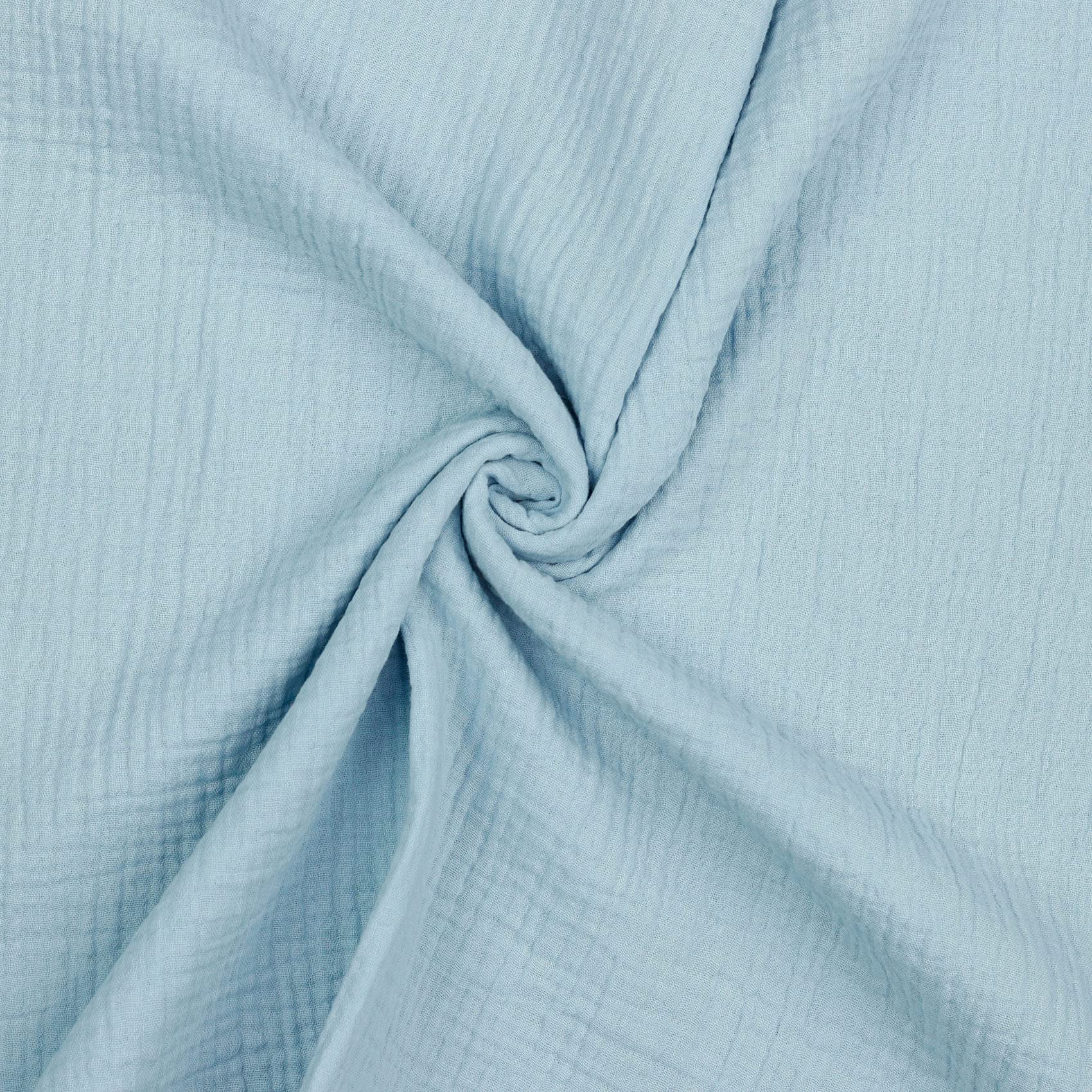 VmG-Store Double Gauze Muslin Fabric Oeko-Tex + GOTS Certified Plain Sold by the Metre Over 40 Colours 100% Cotton (031 I Blue