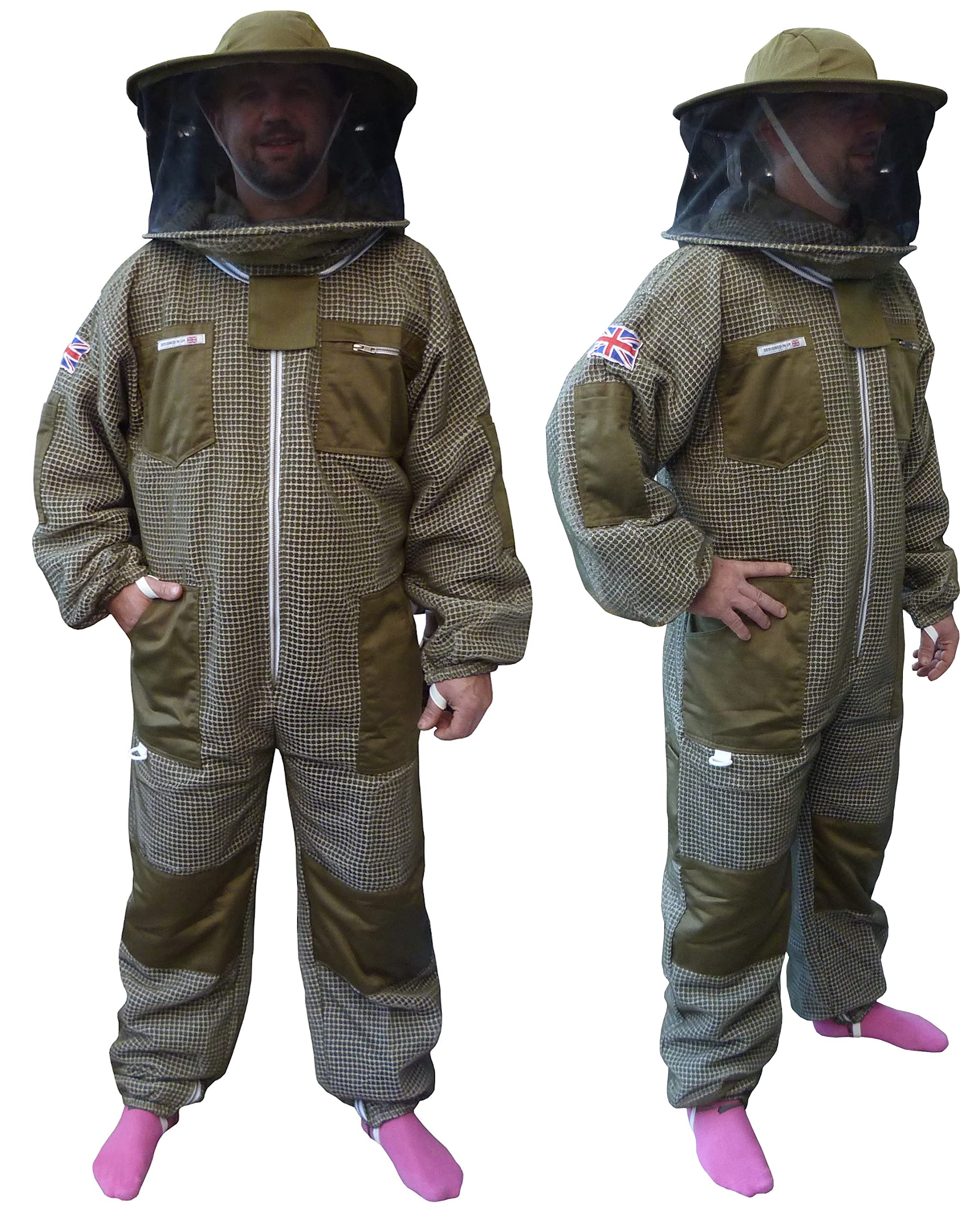 AGS Round hat veil three layer ultra ventilated green beekeeping suit professional bee suit beekeeper beekeeping suit (3XL)