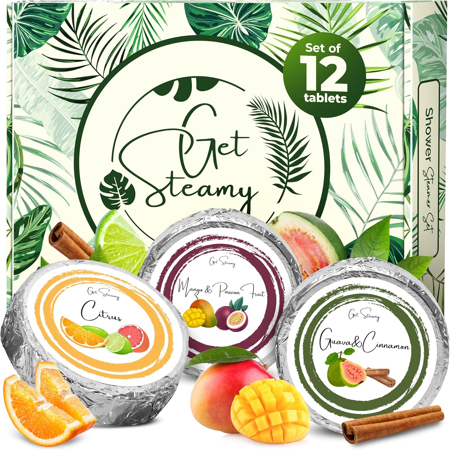 Get Steamy Shower Steamers Aromatherapy, Variety Pack of 12