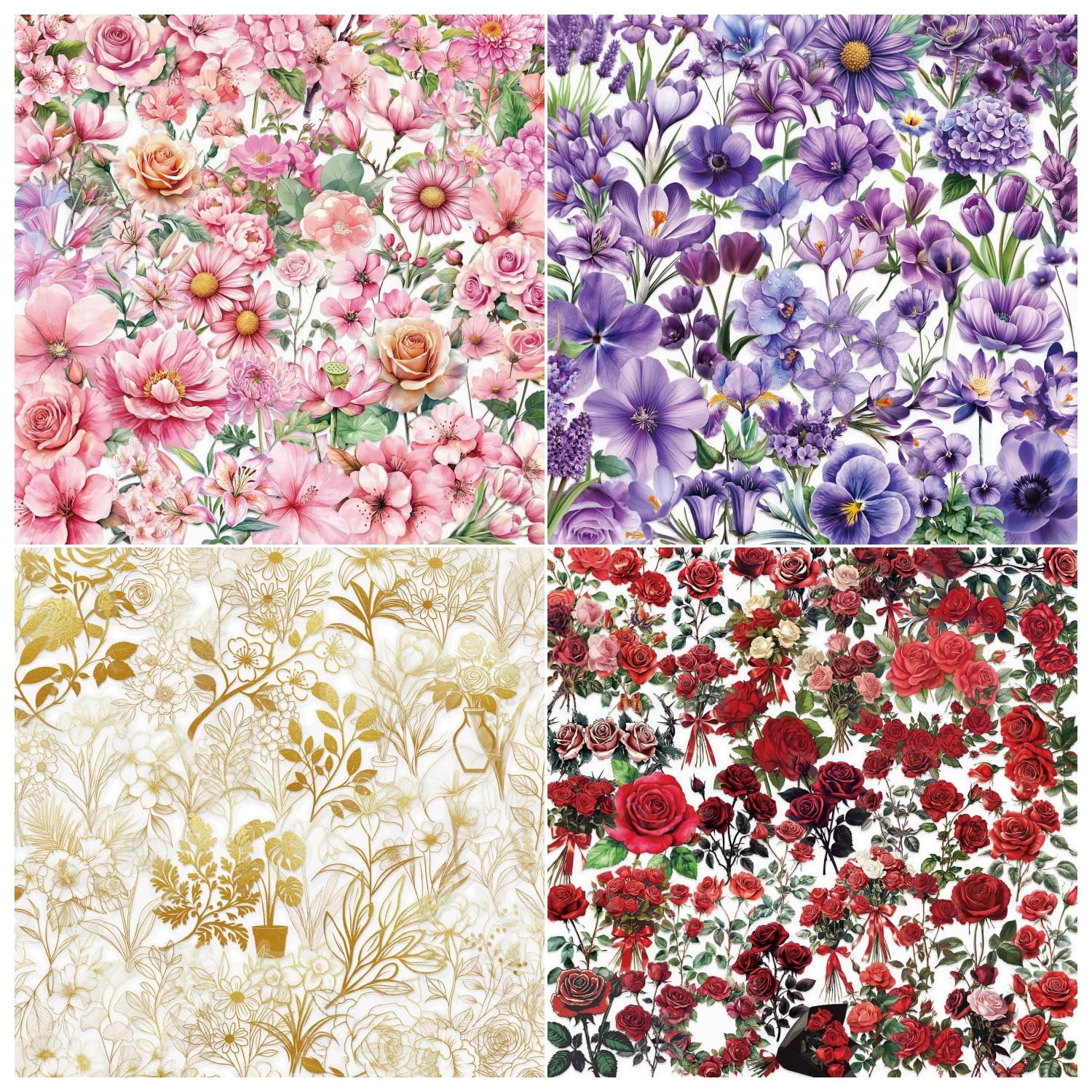 200PCS Natural Flower Stickers for Teens Girls Adults Kids,Transparent Flowers Waterproof Decals for Journal Scrapbook Laptop Water Bottle Luggage Cups Computer Phone Guitar Skateboard Helmet