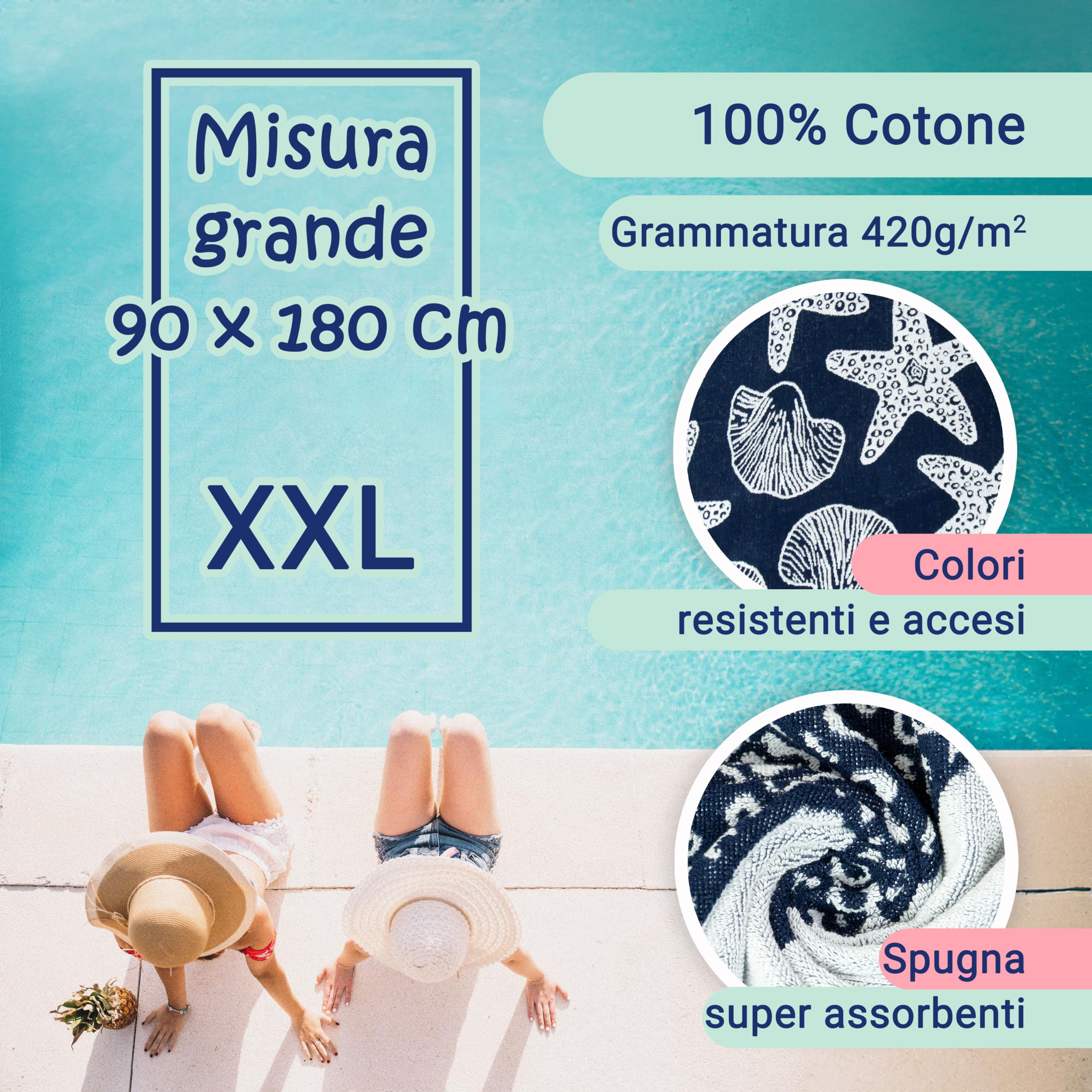 2 Teli Da Mare In Cotone 70x180 Cm - Assorbenti, Lavabili A 95°C, Design Righe Gialle/Bianche | Certificato OEKO-TEX - Foto 13