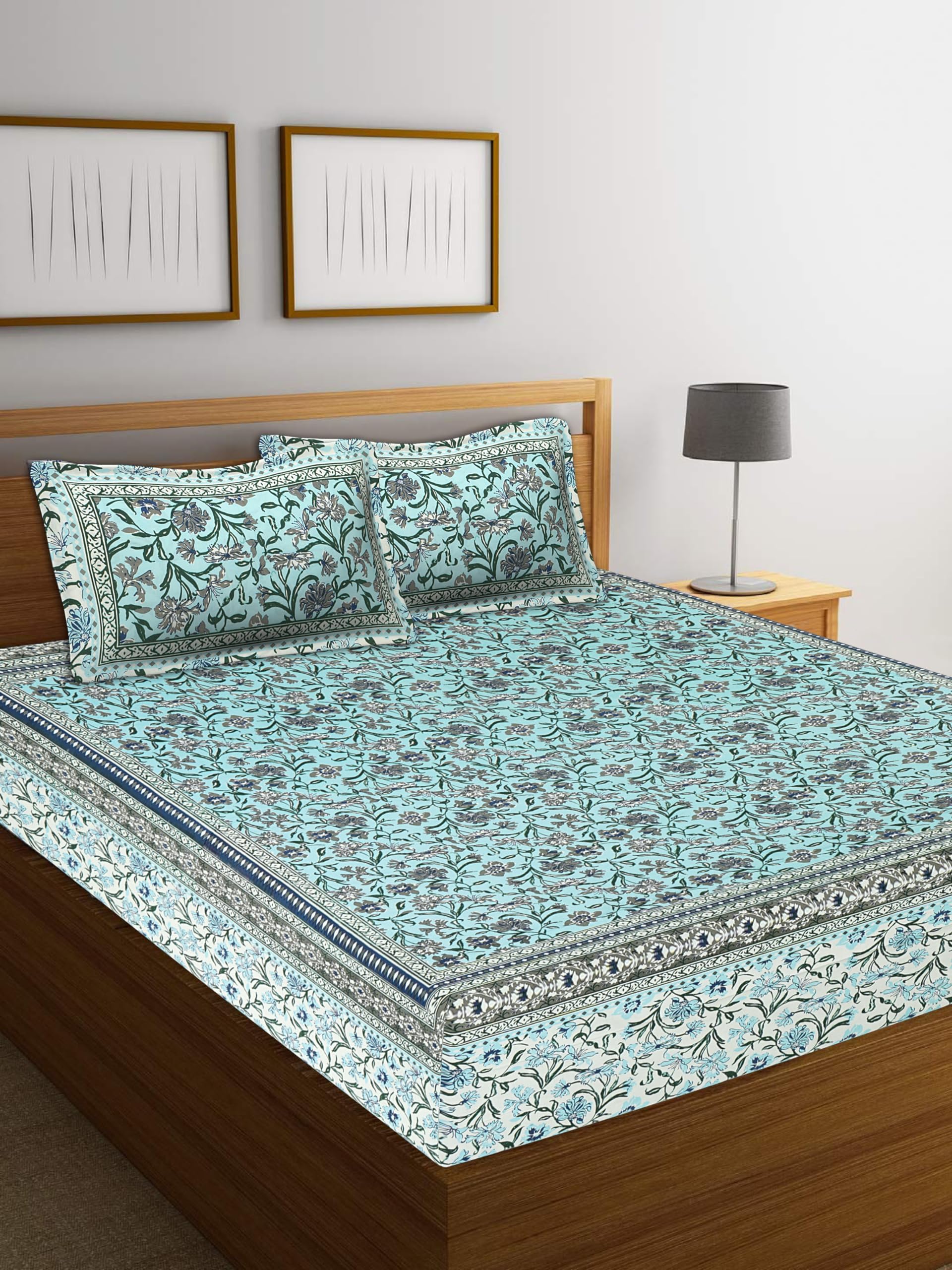 Goodadi 100% Cotton 300 TC Super King Size Bedsheet Cotton for Double Bed, |1 Cotton Bed Sheet Double Bed (108"x108") & 2 Pillow Covers |Bedsheet for Double Bed King Size (Blue) (B0CP5VRHDZ) Amazon Price History, Amazon Price Tracker