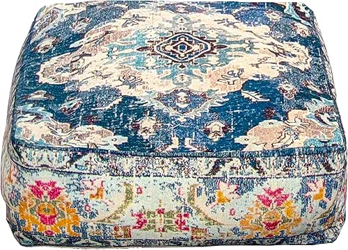 Blue Square Floor Pillow Cover Large Yoga Décor Cushion Moroccan