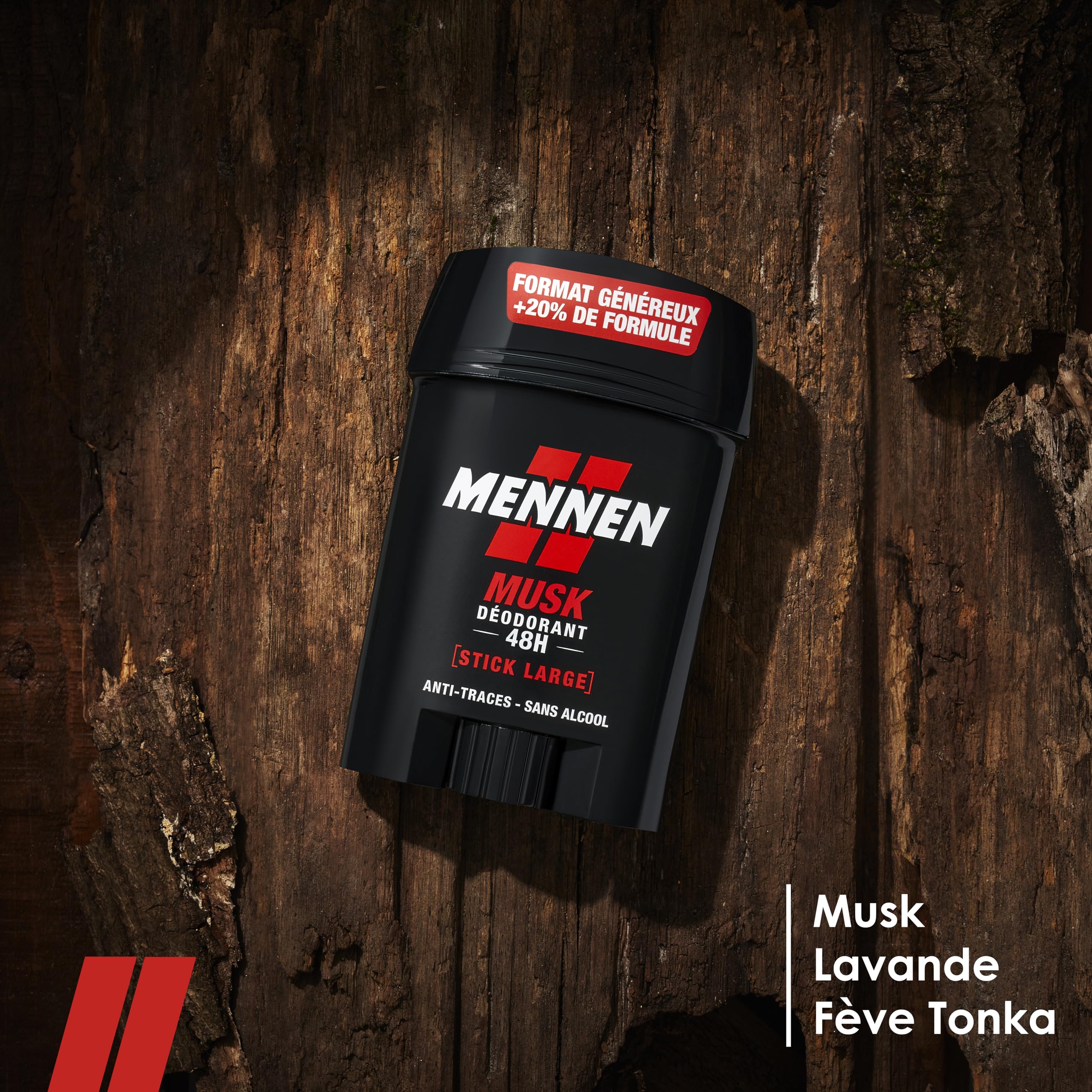 Mennen MUSK Deodorant homme 24H stick large sans alcool anti traces - Lot de 6 | Parfum Musk iconique, Protection optimale contre odeurs, Respecte peau et vêtements, Formule sans alcool éthylique