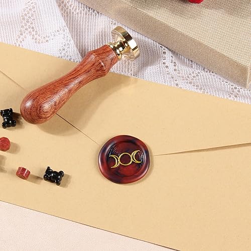 Miniatura 3 de Sello de cera Tranditional Triple Moon Goddess Wiccan Vintage Sealing Wax Stamp 0.984 in 0.98'' Unique Witchcraft Goddess Sellador de cobre para