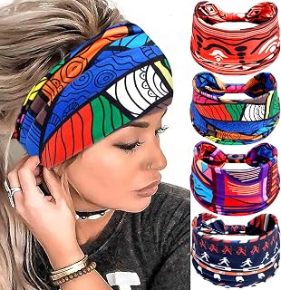 Boho Headbands for Women Fashion Wide Headband Yoga Workout Head Bands Hair Accessories for Women and Girls (Set 7)