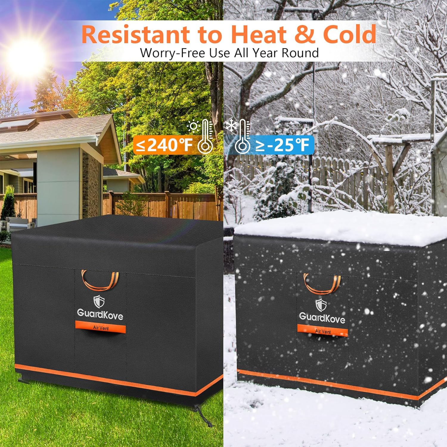 [Upgraded 1000D Heavy Duty Fabric] 32” Fire Pit Cover Square for 29”- 32” Fire Pit/Table, Waterproof Tear & Fade Resistant Firepit Cover with Buckle, Air Vents, Drawstring (32”L x 32”W x 24”H, Black) - Image 8