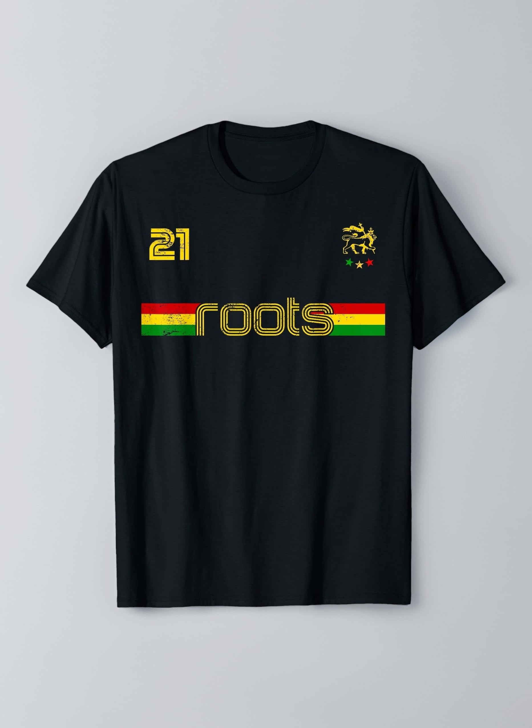 Reggae Rastafari Ethiopia Jamaica Football Soccer Style T-Shirt