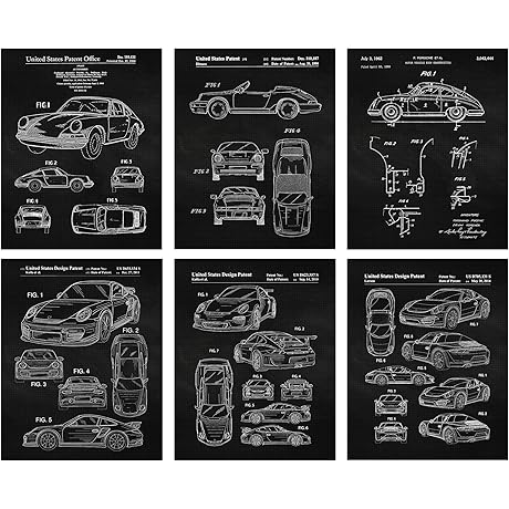 Vintage 911 Auto Patent Print Gifts for F1 Fans and Car Enthusiasts