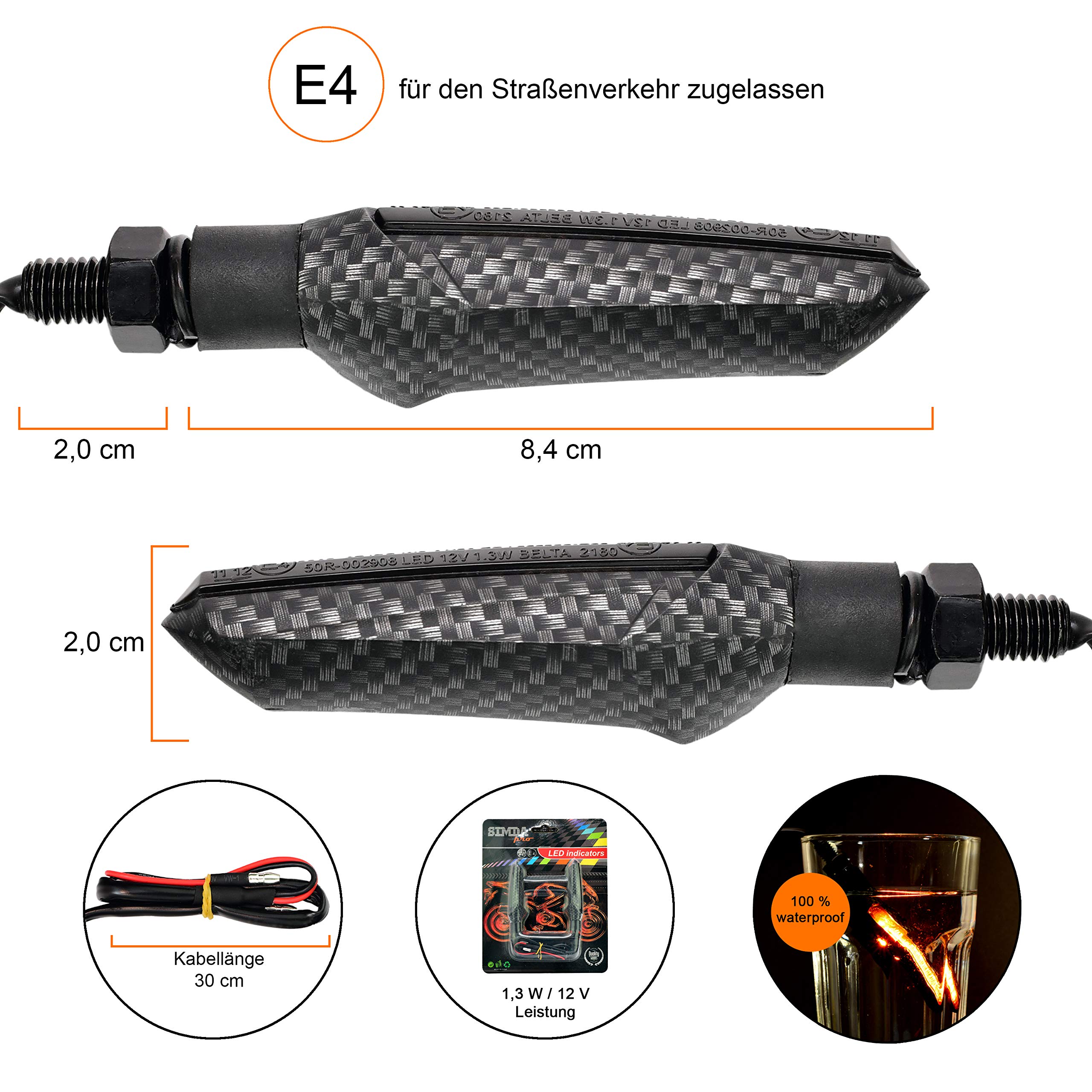 Simda Pro E Mark LED Motorcycle Indicator with Brake Light Sequential Racing Light Black Universal for Quad ATV Super Appearance and Beautiful Bright IP67 E-Certified Water Test Simda Pro E Mark LED Motorcycle Indicator with Brake Light Sequential Racing Light Black Universal for Quad ATV Super Appearance and Beautiful Bright IP67 E-Certified Water Test