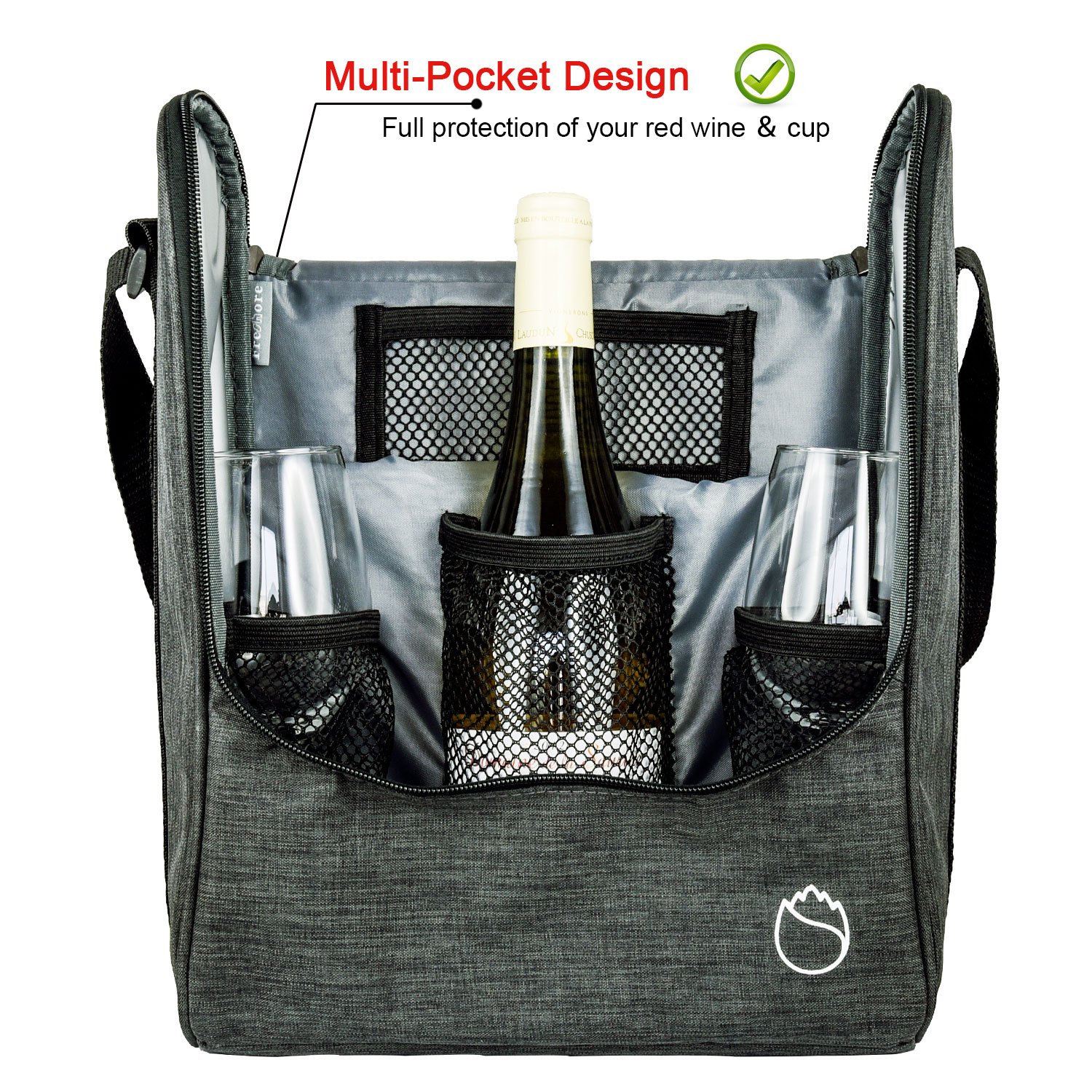 3 Wein-Reise-große Flasche Isoliertaschen-Tasche als Lehrer- / Paar- / Mitarbeiter-Geschenke - Pfeil-Grün