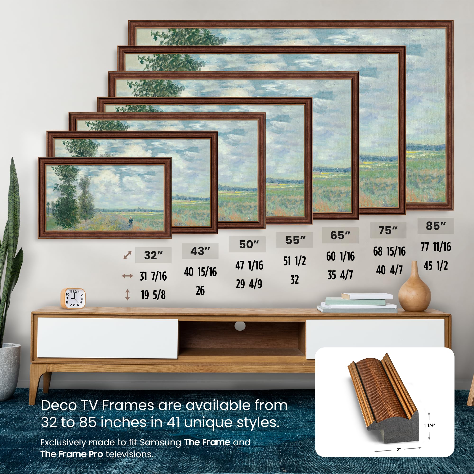 Industrial Copper 43" Slim Deco TV Frame - Compatible ONLY with Samsung The Frame TVs (Fits 2021-2025, LS03A, LS03B, LS03C, LS03D, LS03FA)