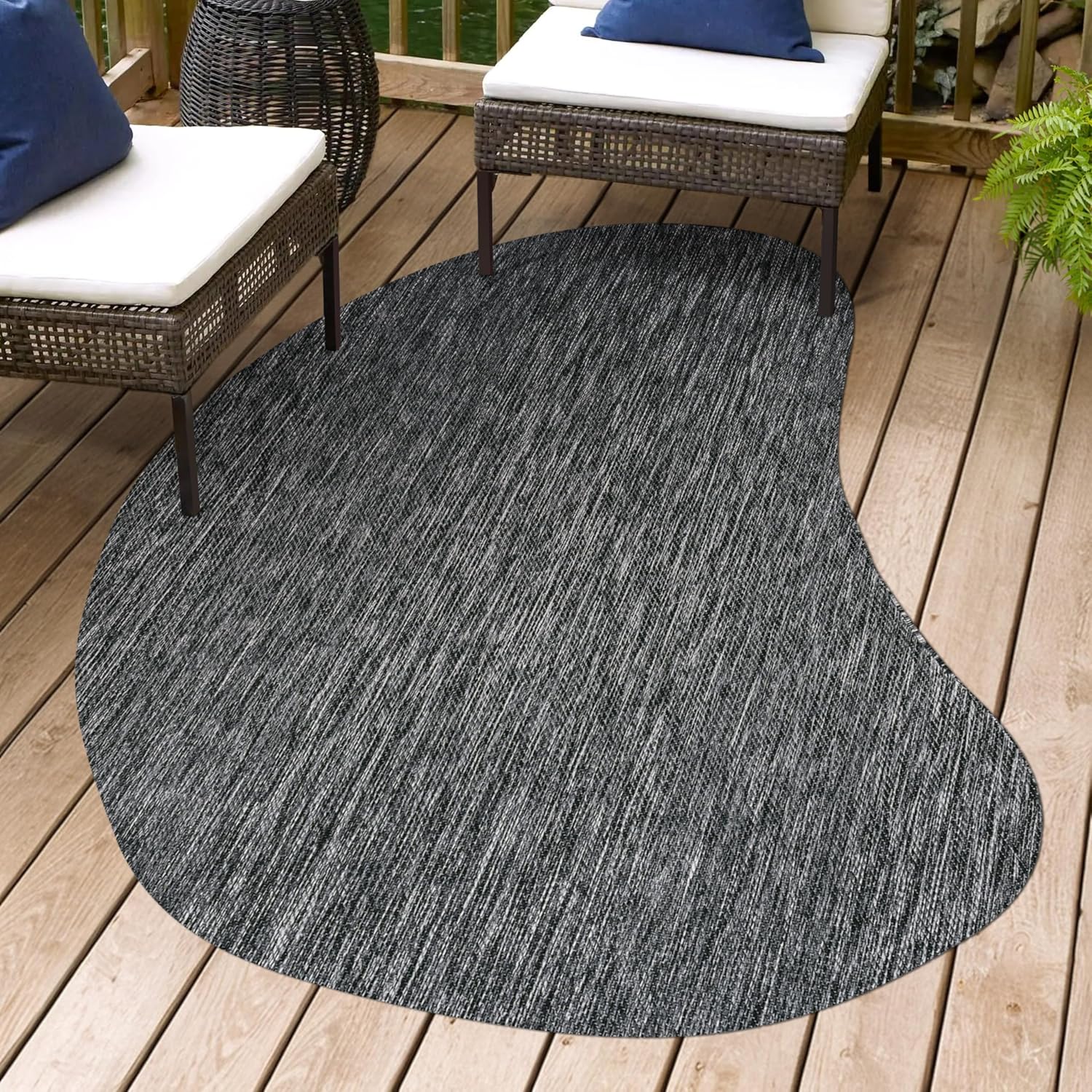 JONATHAN Y Rustic Organic Curve Indoor Outdoor Area Rug 4X6 Dark Gray, Evan Modern for Backyard, Patio, Porch, Easy-Cleaning, High Traffic, Pet-Friendly, Non-Shedding (SHP102B-4)
