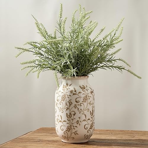 SIDUCAL Florero vintage de cerámica, florero floral chino de 8.78 pulgadas, jarrones rústicos retro con agrietado tipo hielo para decoración del