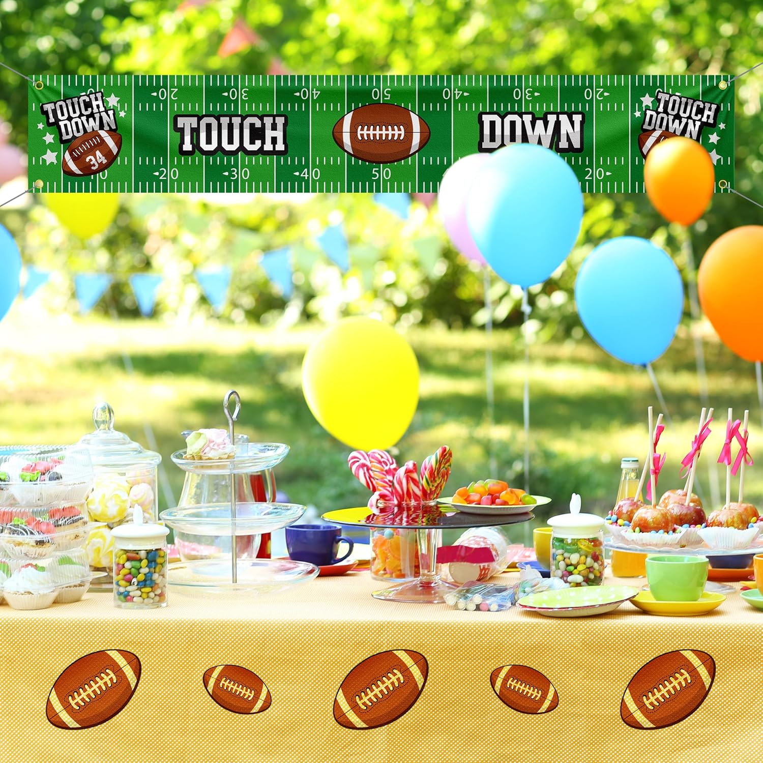 Football Banner Large Rugby Theme Party Hangings Super Bowl Sunday Game Day Sports Fan Supplies Birthday Background Decoration Boy Favors1.64 x 9.84 Ft