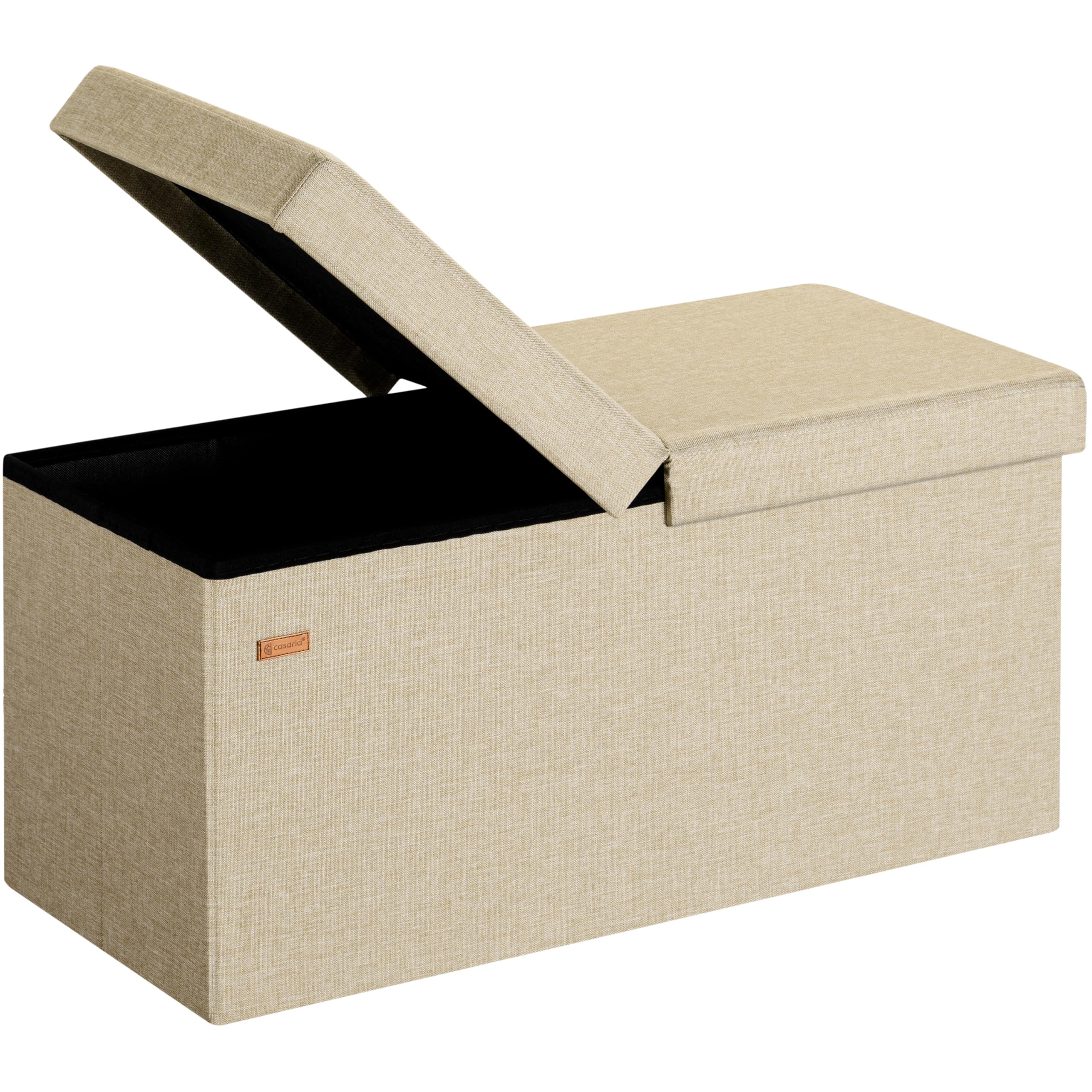 CASARIA® 100L Storage Bench | Foldable Fabric Ottoman with Lid | 300kg Load Capacity | Comfortable Padding | Versatile Use for Living Room, Bedroom, or Hallway | Cream