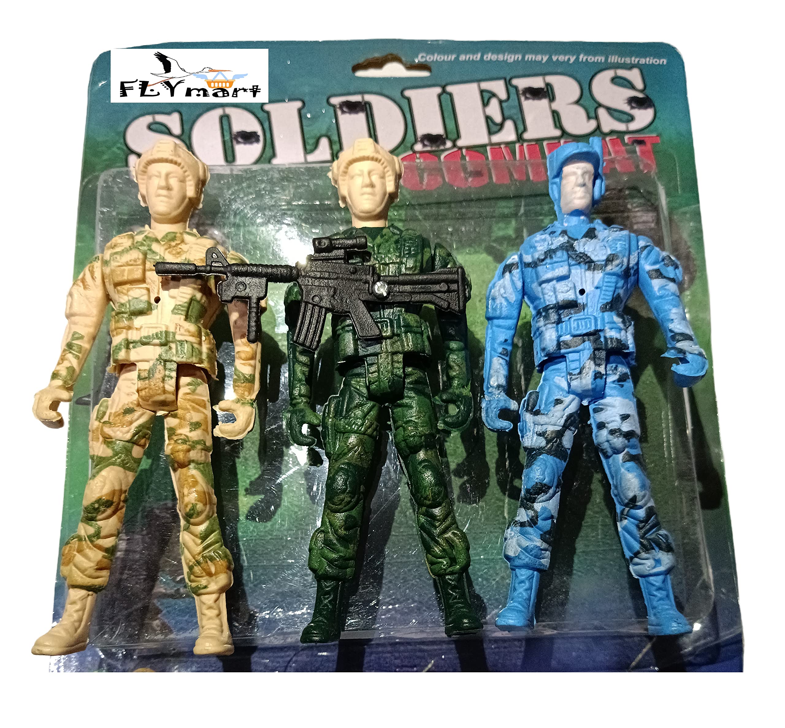 FLYmart Battle Combat Soldier Super Heroes Action Figure | Army/Military/Navy/Marine Soldier with Movable Head, Hands and Legs (3 in 1)