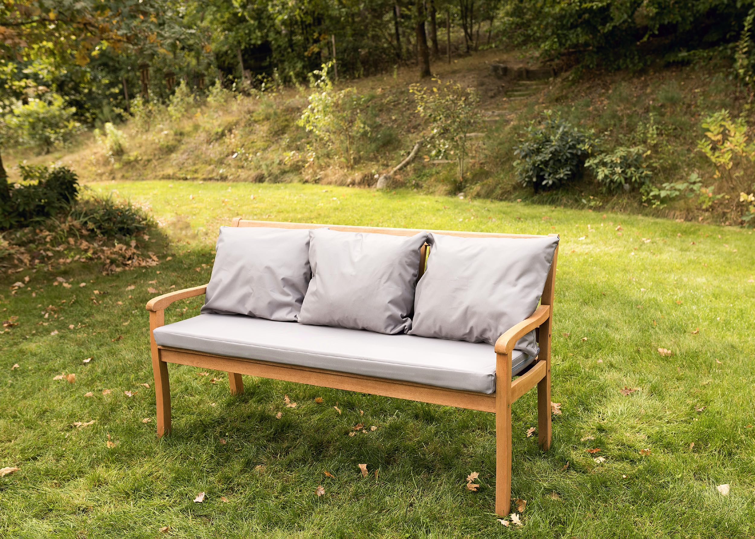 Coussin pour banc - Coussin de siège extérieur pour banc de jardin en polyrattan - Coussin pour banc de jardin pour balancelle en rotin, Banc de jardin en rotin (Gris clair, Coussin
