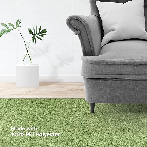 Miniatura 5 de Home Queen - Alfombra de pasillo de color liso, Polipropileno, Verde lima (Lime Green)