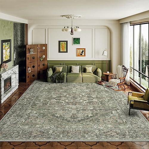 Miniatura 3 de Valenrug Alfombra lavable de 8 x 10 pulgadas, ultrafina, colección antigua, resistente a las manchas, para sala de estar, dormitorio, alfombra