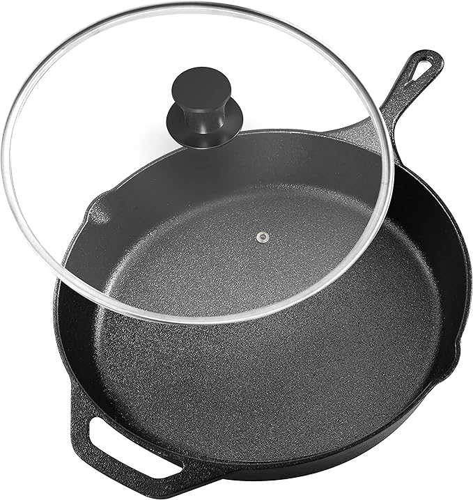 KICHLY Poêle en fonte préassaisonnée Cast Iron Skillet ustensile