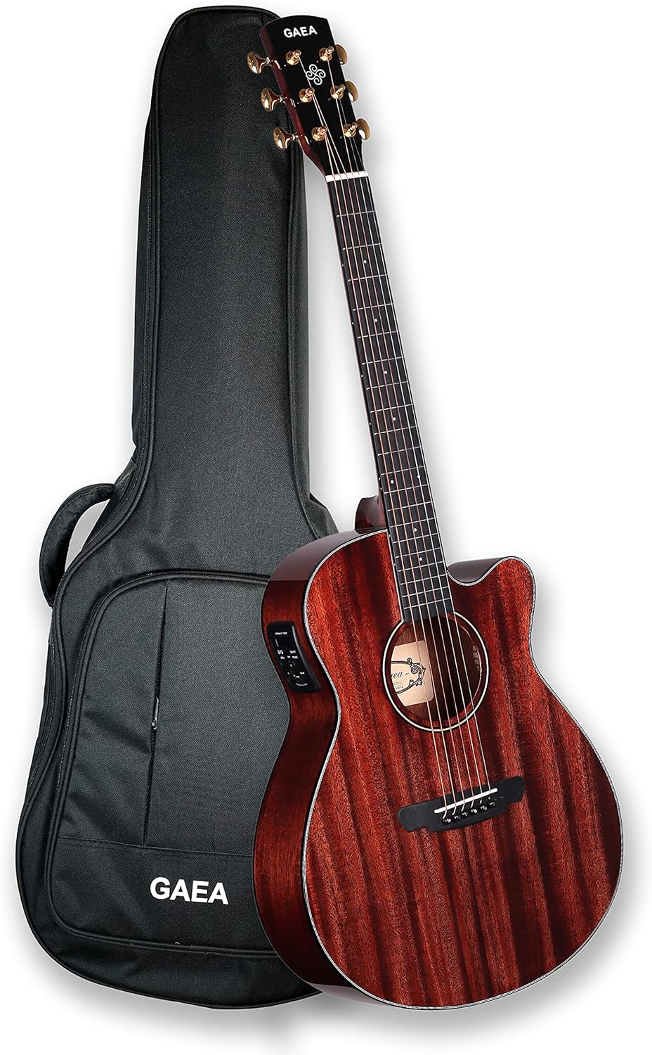 GAEA 40 inch Acoustic Electric Guitar Solid Mahogany Top Mahogany Back and Side Rosewood Fingerboard and bridge (GS-701E)