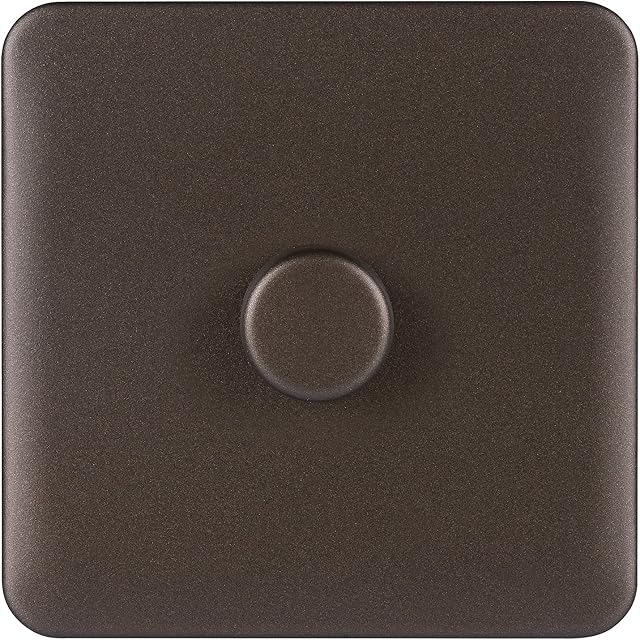 Schneider Electric Lisse Screwless Deco - Single Universal 2 Way Dimmer Light Switch, 400W/VA, GGBL6012CMBS, Mocha Bronze