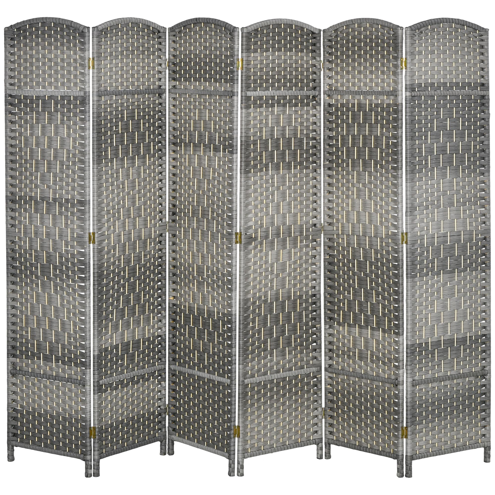 HOMCOM Separador de Ambientes Biombo Plegable 270x180 cm Pantalla de Privacidad de Polipropileno para Oficina Dormitorio Gris Mixto