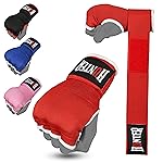 HUNTER Gel Padded Inner Gloves with Hand Wraps for Boxing (Set of 2 Gloves) (Red, S/M)