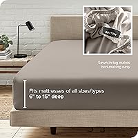 Vista 249 de Bare Home - Sábana bajera de microfibra 1800 muy suave y duradera, para colchones altos tamaño individual, color gris pardo