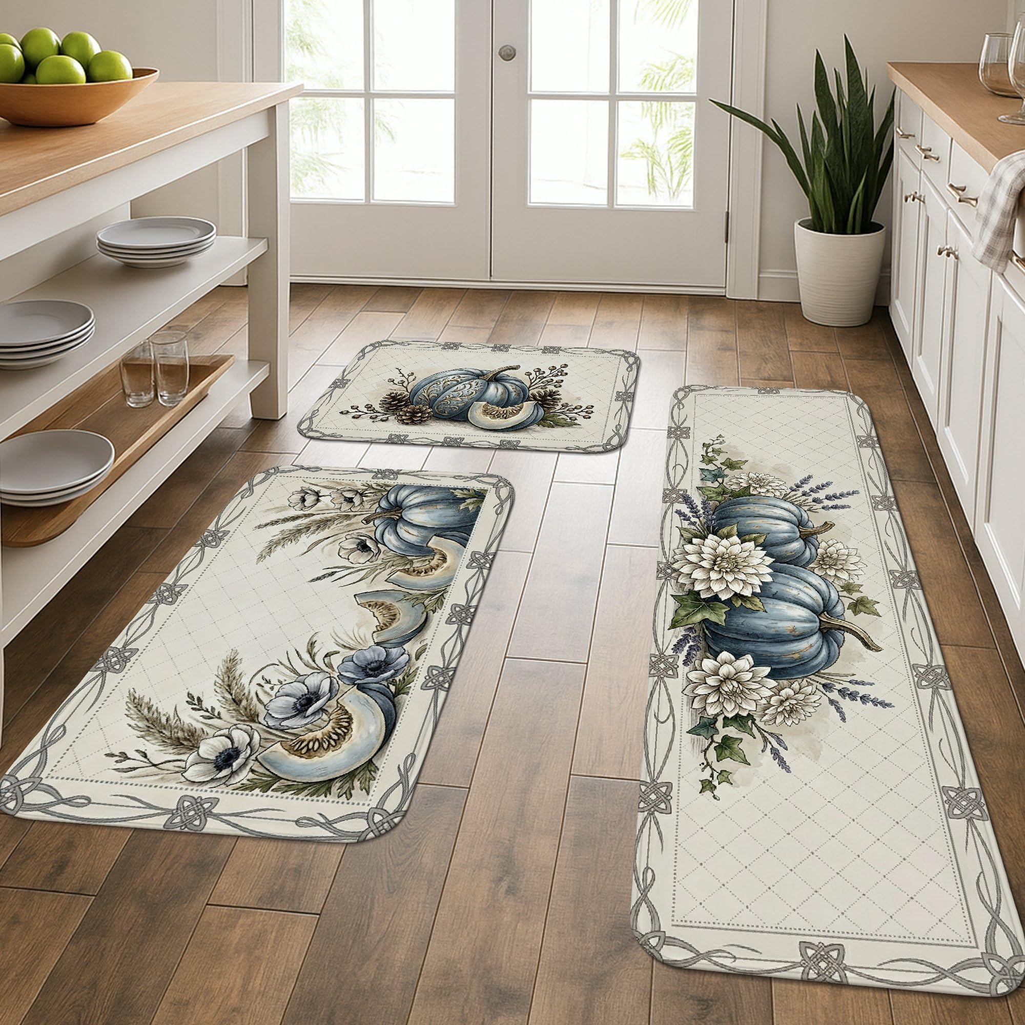 Tapis de cuisine rustiques motif automne floral pour décoration salle de bain