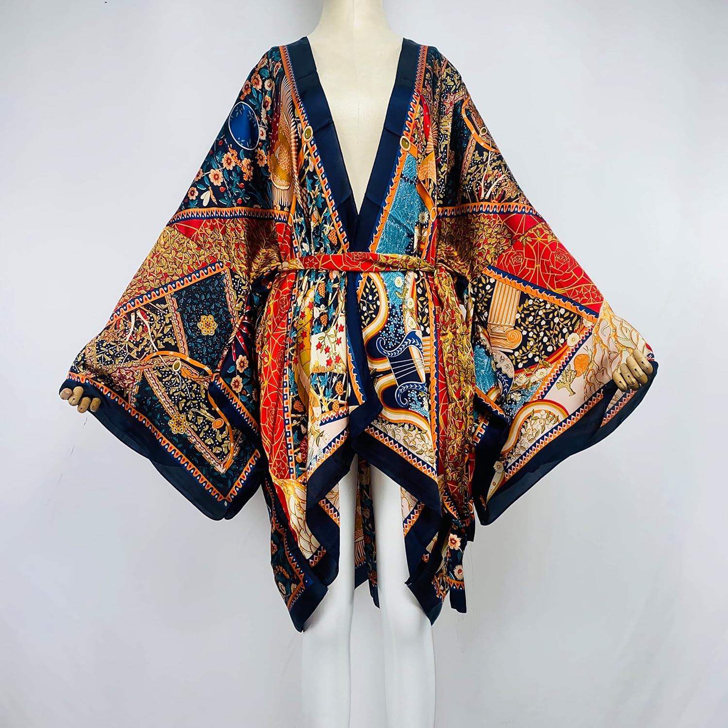 Summer Beach Cover up Women Cardigan Fashion Sexy Boho African Holiday Party Long Sleeve Silk Feeling Robe Kimono Kaftan