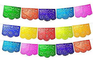 50 Panel Papel Picado Banner for Vibrant Fiesta Decorations